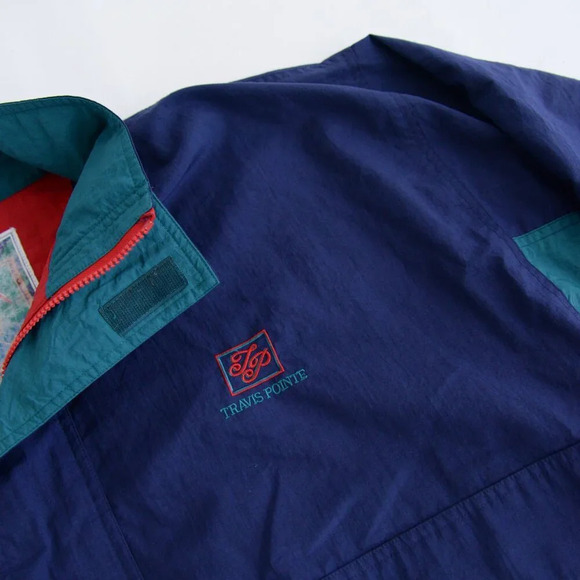 VTG 90S Gear For Sports Navy Green Half Zip Pullover Nautical Windbreaker Jacket - Picture 8 of 10